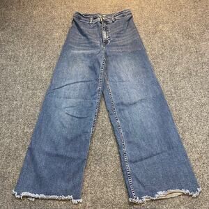 Billabong Free Fall Wide Leg Jeans Indigo Womens Size 26 Stretch